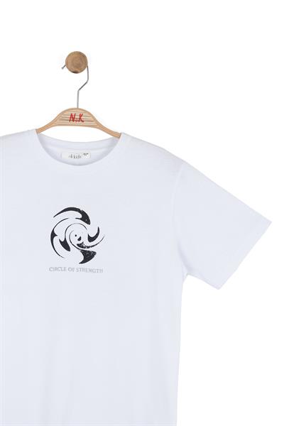 Nk Erkek Çocuk Circle Tshirt 8-14 Yaş Ekru-Siyah