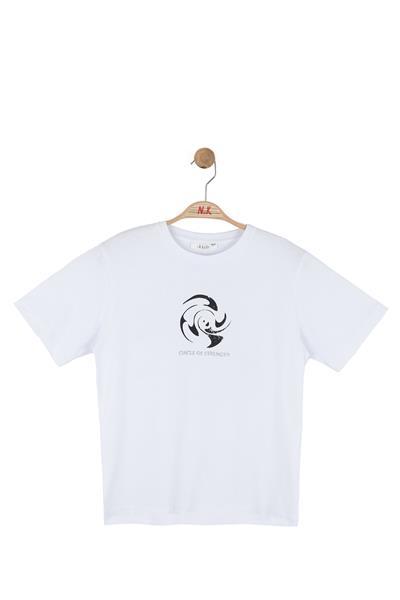Nk Erkek Çocuk Circle Tshirt 8-14 Yaş Ekru-Siyah