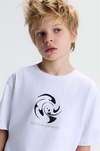Nk Erkek Çocuk Circle Tshirt 8-14 Yaş Ekru-Siyah