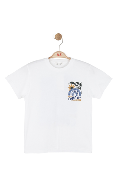 Nk Erkek Çocuk Come Up Sırt Baskılı Tshirt 8-14 Yaş Beyaz