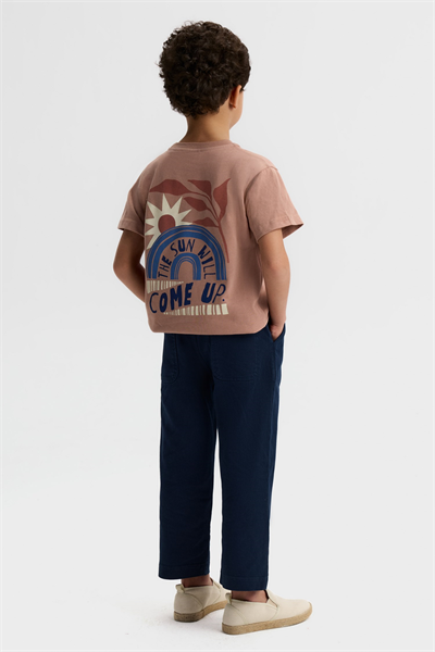 Nk Erkek Çocuk Come Up Sırt Baskılı Tshirt 8-14 Yaş Pudra