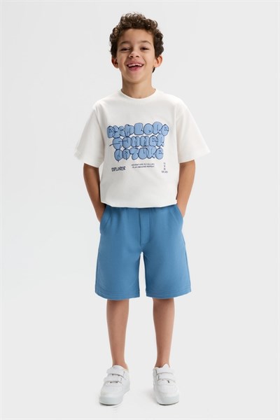 Nk Erkek Çocuk Explorer Şortlu Takım 4-8 Yaş Ekru-Mavi