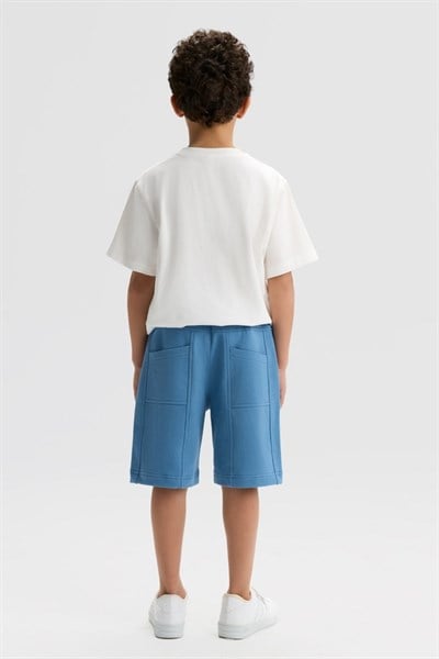 Nk Erkek Çocuk Explorer Şortlu Takım 4-8 Yaş Ekru-Mavi