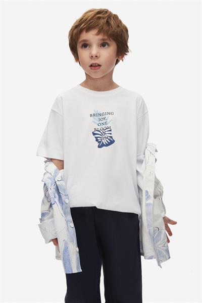 Nk Erkek Çocuk Flooral Tshirt 4-8 Yaş Beyaz