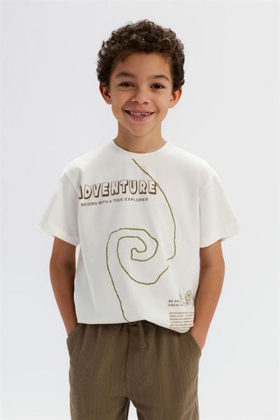 Nk Erkek Çocuk Great Tshirt 4-8 Yaş Ekru-Yeşil