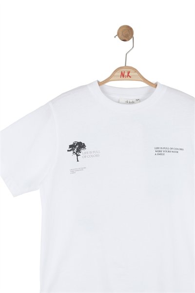 Nk Erkek Çocuk Happy Sırt Baskılı Tshirt 8-14 Yaş Ekru