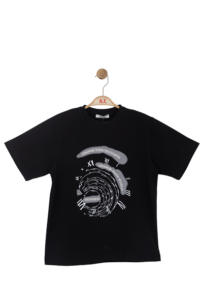 Nk Erkek Çocuk Labirent Tshirt 8-14 Yaş Siyah