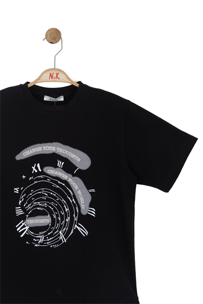 Nk Erkek Çocuk Labirent Tshirt 8-14 Yaş Siyah