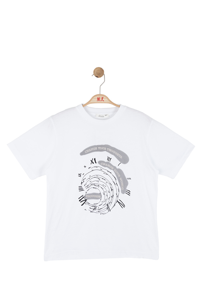 Nk Erkek Çocuk Labirent Tshirt 8-14 Yaş Beyaz
