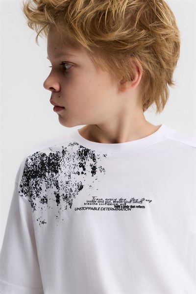 Nk Erkek Çocuk Spray Tshirt 8-14 Yaş Beyaz