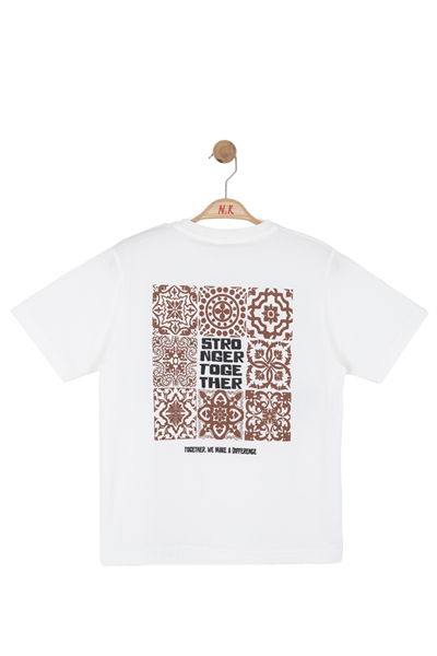 Nk Erkek Çocuk Steronger Sırt Baskılı Tshirt 8-14 Yaş Ekru-Kiremit