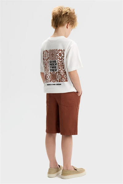 Nk Erkek Çocuk Steronger Sırt Baskılı Tshirt 8-14 Yaş Ekru-Kiremit
