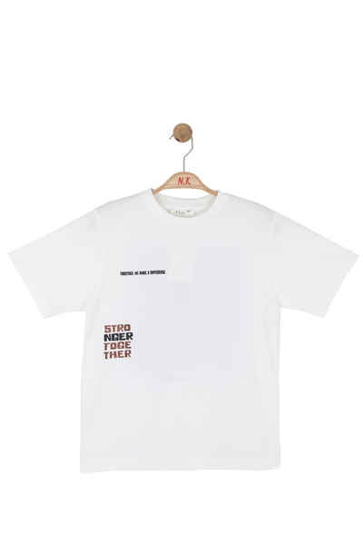 Nk Erkek Çocuk Steronger Sırt Baskılı Tshirt 8-14 Yaş Ekru-Kiremit