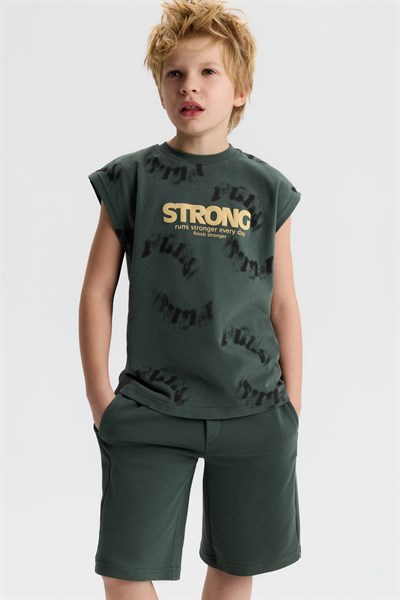 Nk Erkek Çocuk Strong Şortlu Takım  8-14 Yaş Yeşil