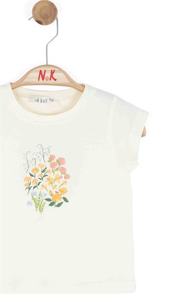Nk Kız Bebek Bele Tshirt 1-4 Yaş Krem