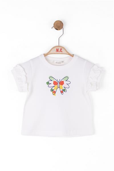 Nk Kız Bebek Kelebek Tshirt 1-4 Yaş Ekru