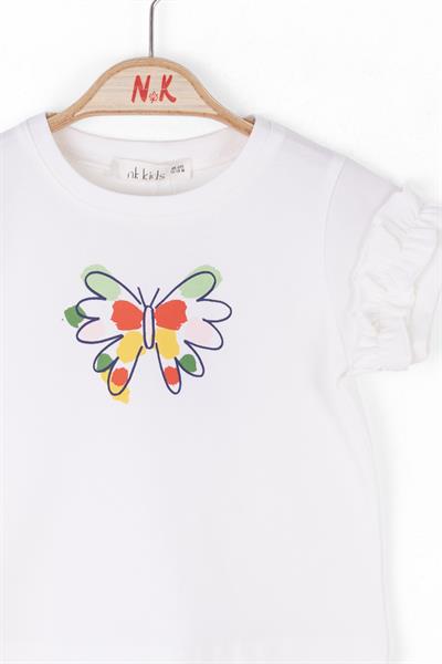 Nk Kız Bebek Kelebek Tshirt 1-4 Yaş Ekru