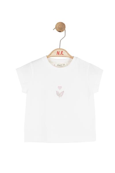 Nk Kız Bebek Leaf Tshirt 1-4 Yaş Ekru-Gülkurusu