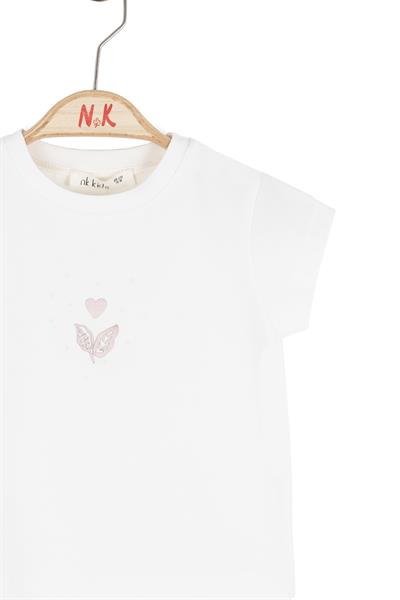 Nk Kız Bebek Leaf Tshirt 1-4 Yaş Ekru-Gülkurusu