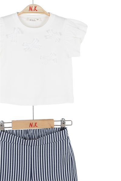 Nk Kız Bebek Mare Şortlu Takım 1-4 Yaş Ekru-Lacivert
