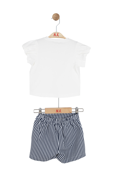 Nk Kız Bebek Mare Şortlu Takım 1-4 Yaş Ekru-Lacivert