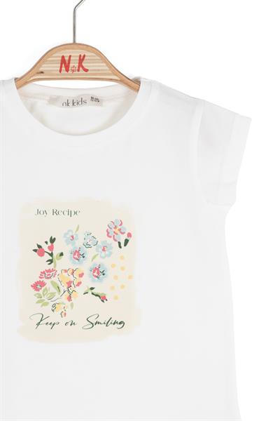 Nk Kız Bebek Smiling Tshirt 1-4 Yaş Ekru-Mavi