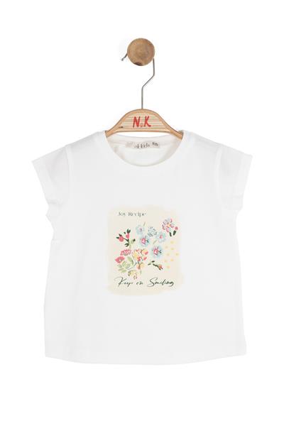 Nk Kız Bebek Smiling Tshirt 1-4 Yaş Ekru-Mavi