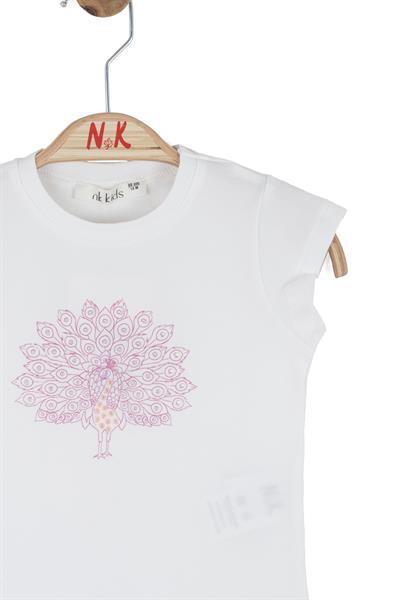 Nk Kız Bebek Tavus Kuşu Tshirt 1-4 Yaş Ekru-Lila