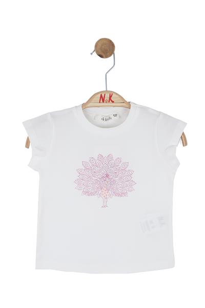 Nk Kız Bebek Tavus Kuşu Tshirt 1-4 Yaş Ekru-Lila