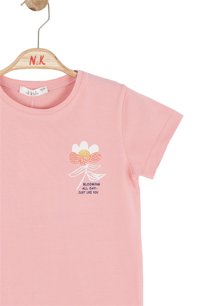 Nk Kız Çocuk Blooming Sırt Baskılı Tshirt 4-8 Yaş Pembe