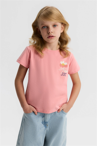 Nk Kız Çocuk Blooming Sırt Baskılı Tshirt 4-8 Yaş Pembe