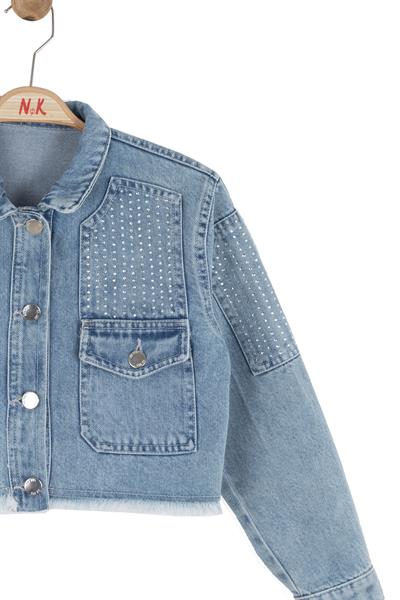 Nk Kız Çocuk Brazil Taşlı Denim Ceket 8-14 Yaş Mavi