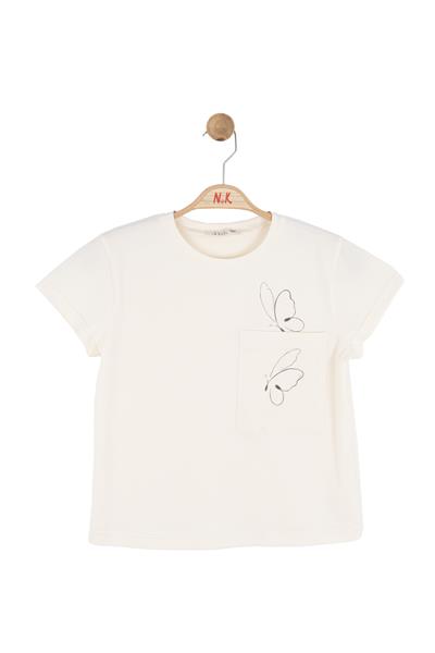 Nk Kız Çocuk Butterfly Tshirt 8-14 Yaş Krem-Kahve