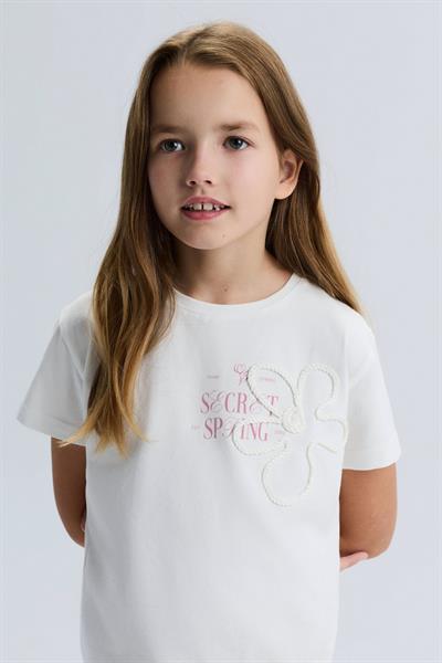 Nk Kız Çocuk Carmine Tshirt 8-14 Yaş Ekru-Gülkurusu