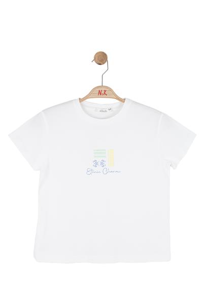 Nk Kız Çocuk Etnik Tshirt 8-14 Yaş Ekru