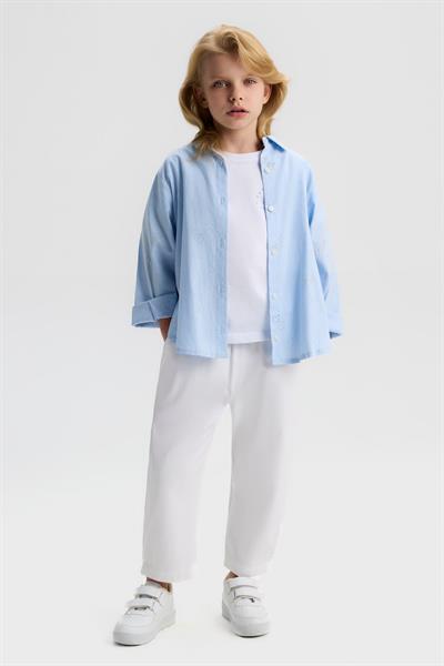 Nk Kız Çocuk Flat Pantolon 4-8 Yaş Beyaz