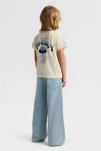 Nk Kız Çocuk Flora Denim Pantolon 4-8 Yaş Açık Mavi