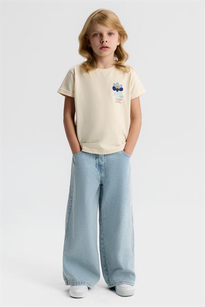 Nk Kız Çocuk Flora Denim Pantolon 4-8 Yaş Açık Mavi