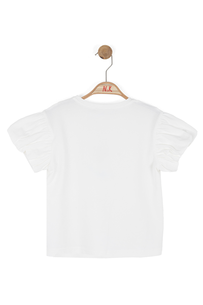 Nk Kız Çocuk Gelincik Tshirt 4-8 Yaş Ekru