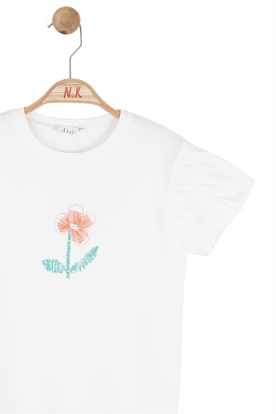 Nk Kız Çocuk Gelincik Tshirt 4-8 Yaş Ekru