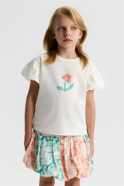 Nk Kız Çocuk Gelincik Tshirt 4-8 Yaş Ekru