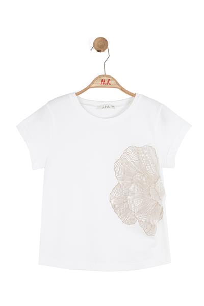 Nk Kız Çocuk İstiridye Tshirt 8-14 Yaş Ekru-Vizon
