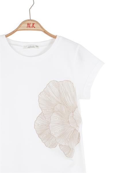 Nk Kız Çocuk İstiridye Tshirt 8-14 Yaş Ekru-Vizon