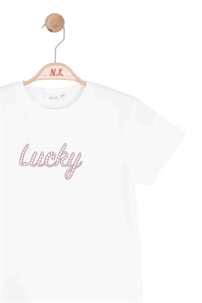 Nk Kız Çocuk Lucky Tshirt 8-14 Yaş Ekru-Pudra