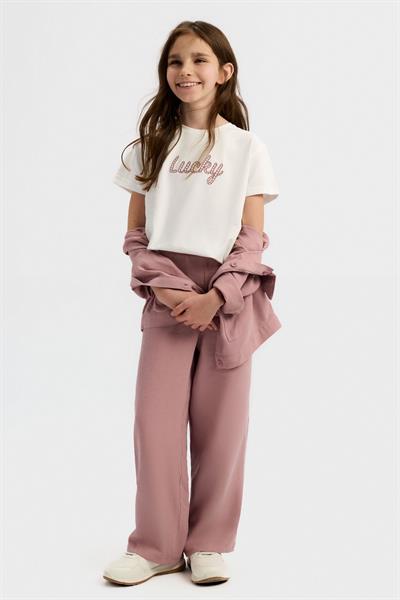Nk Kız Çocuk Lucky Tshirt 8-14 Yaş Ekru-Pudra