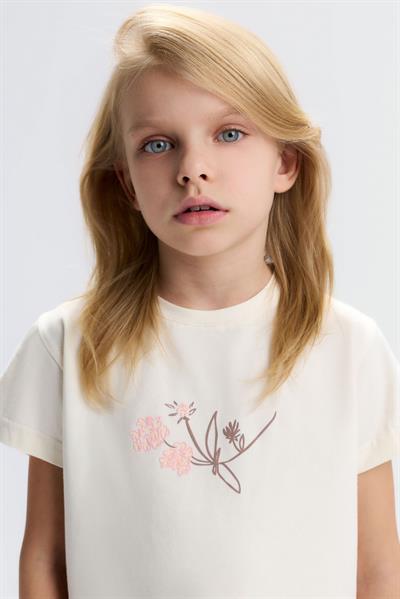 Nk Kız Çocuk Noibe Tshirt 4-8 Yaş Krem