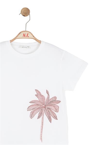 Nk Kız Çocuk Palmiye Tshirt 8-14 Yaş Ekru
