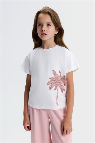 Nk Kız Çocuk Palmiye Tshirt 8-14 Yaş Ekru