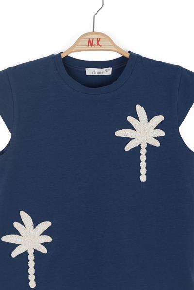 Nk Kız Çocuk Palmiye Tshirt 8-14 Yaş Lacivert