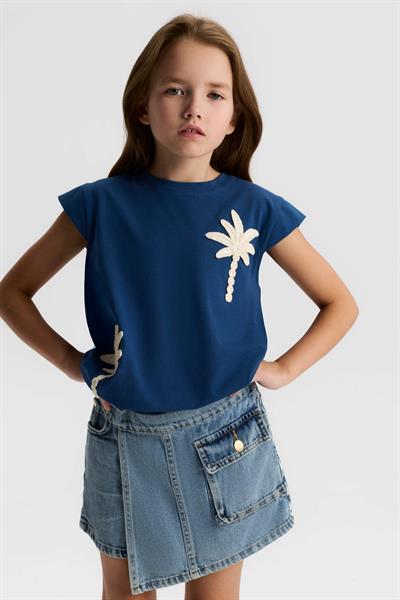 Nk Kız Çocuk Palmiye Tshirt 8-14 Yaş Lacivert